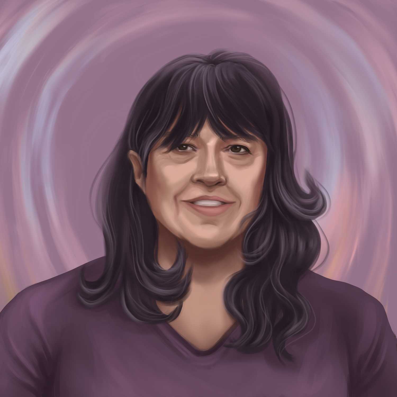 A portrait of E.L. James, capturing her bold and unfiltered writing style.